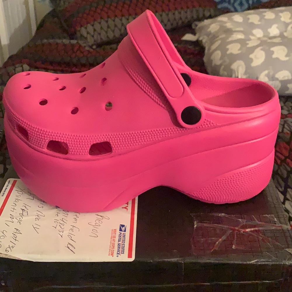 Pink platform crocs size 39 us size 9